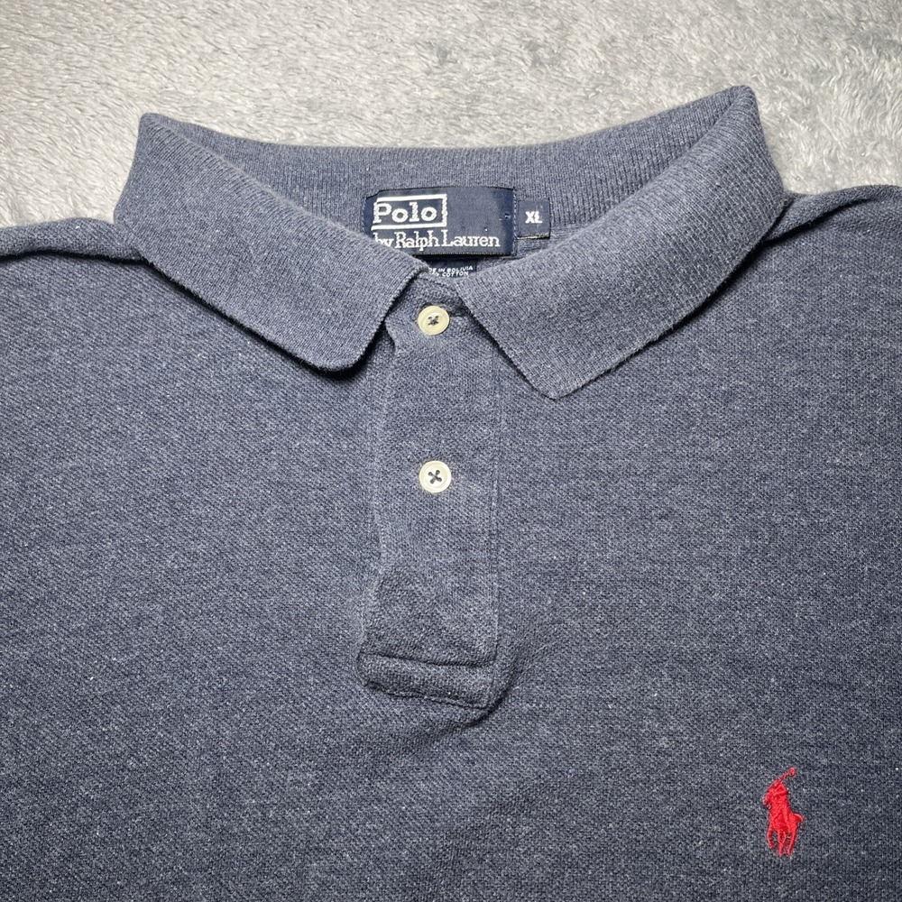 VTG Polo By Ralph Lauren Men's SZ XL Navy/Grey Short Sleeve Shirt Red Pony